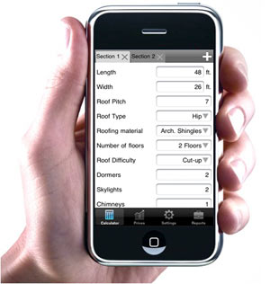 Roofing Calculator on iPhone