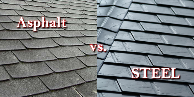 image of asphalt shingles vs steel shingles