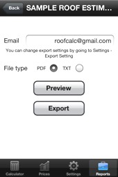 image of Roofing Calculator v2 - Results Export Screen