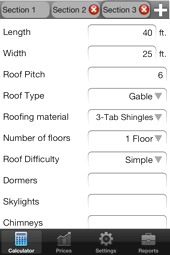 image of Roofing Calculator v2 - Main Screen